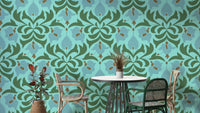 A serene and elegant floral wallpaper pattern.
