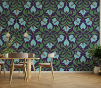 Delicate flowers and flowing vine motifs.
