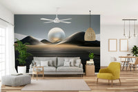 Horizon-style wallpaper for walls with sand tones fading to twilight

