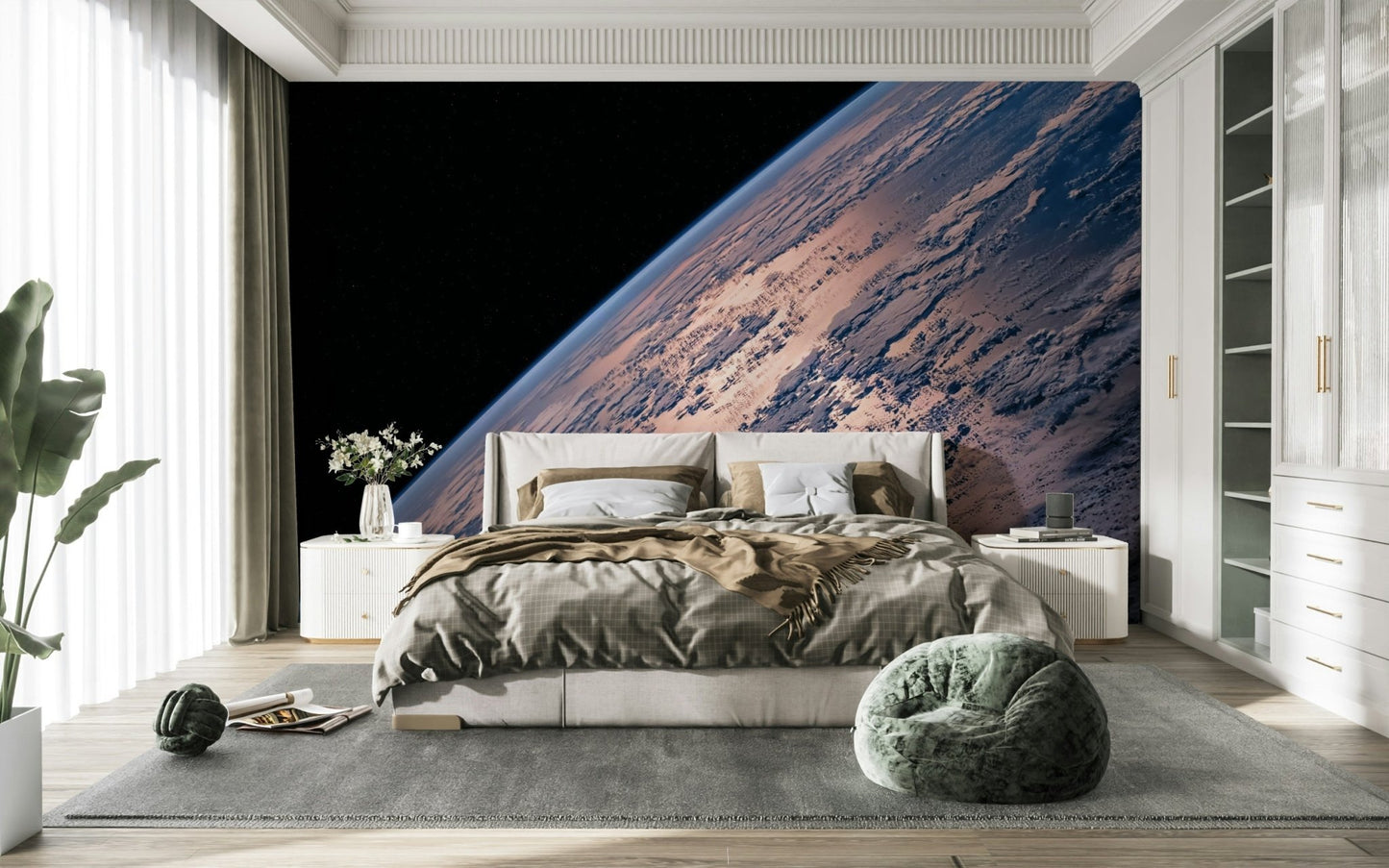 The image shows an artistic impression of a serene orbital view scene.

