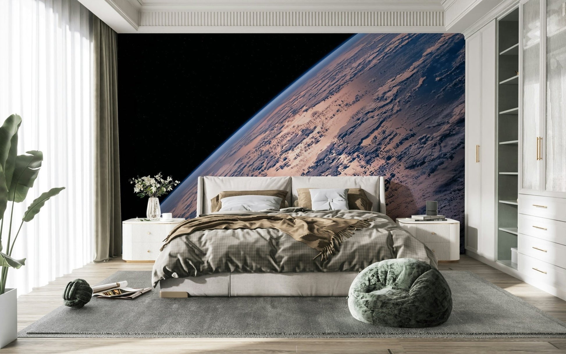 The image shows an artistic impression of a serene orbital view scene.

