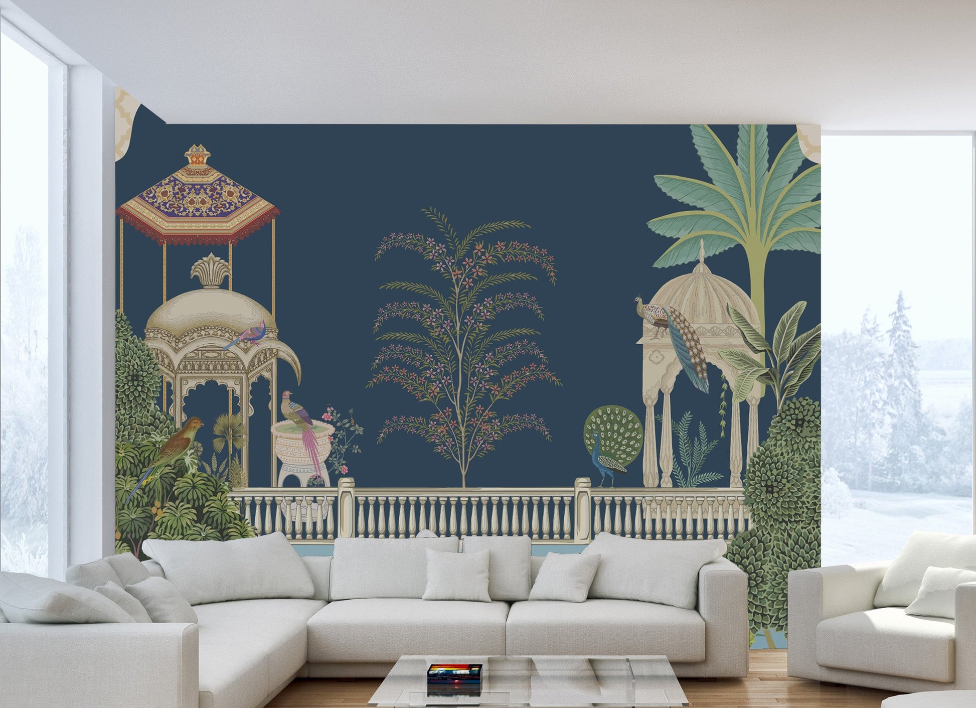 Mughal garden wallpaper with botanical elegance