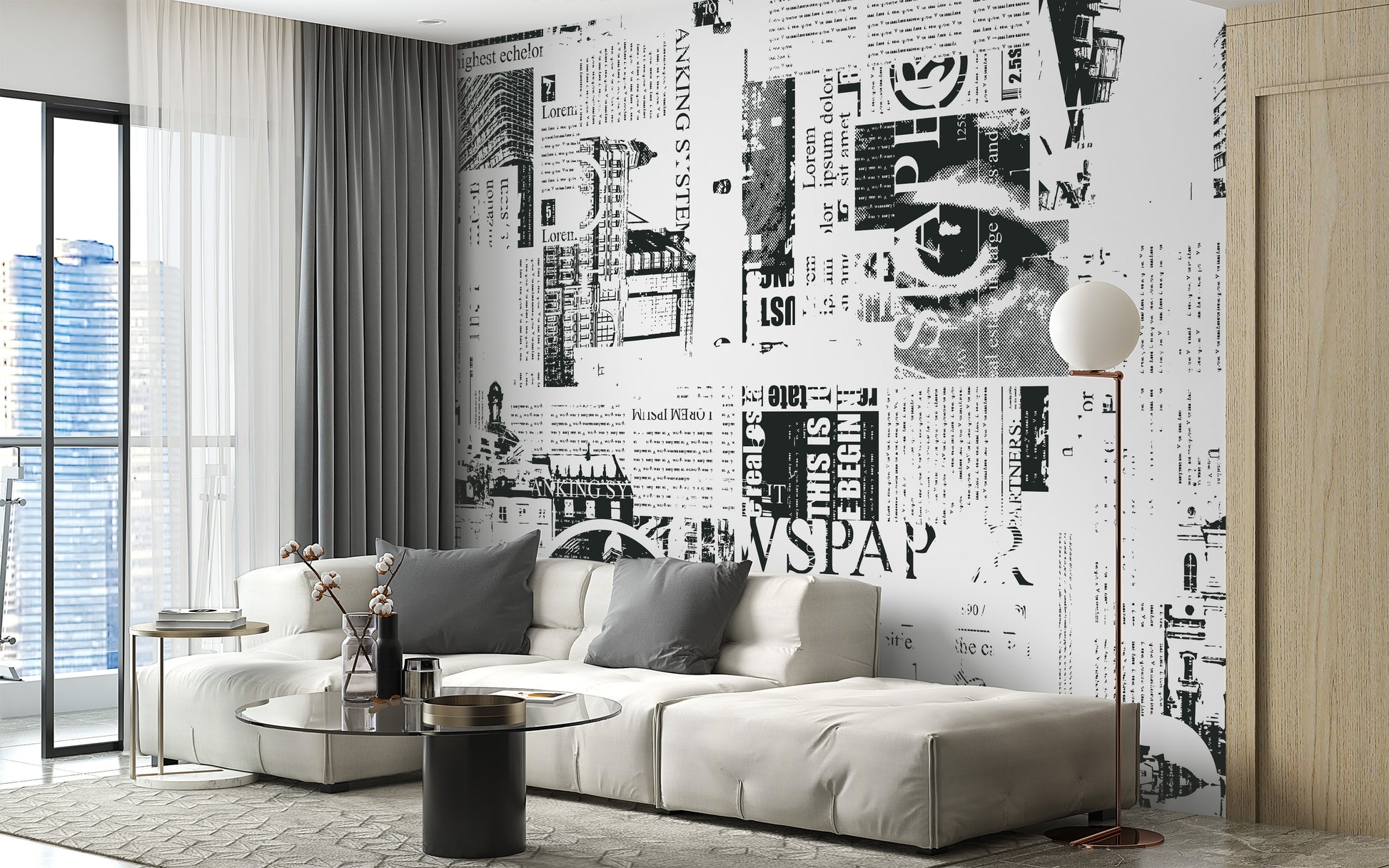 Urban Newsprint Wall Mural - Giffywalls