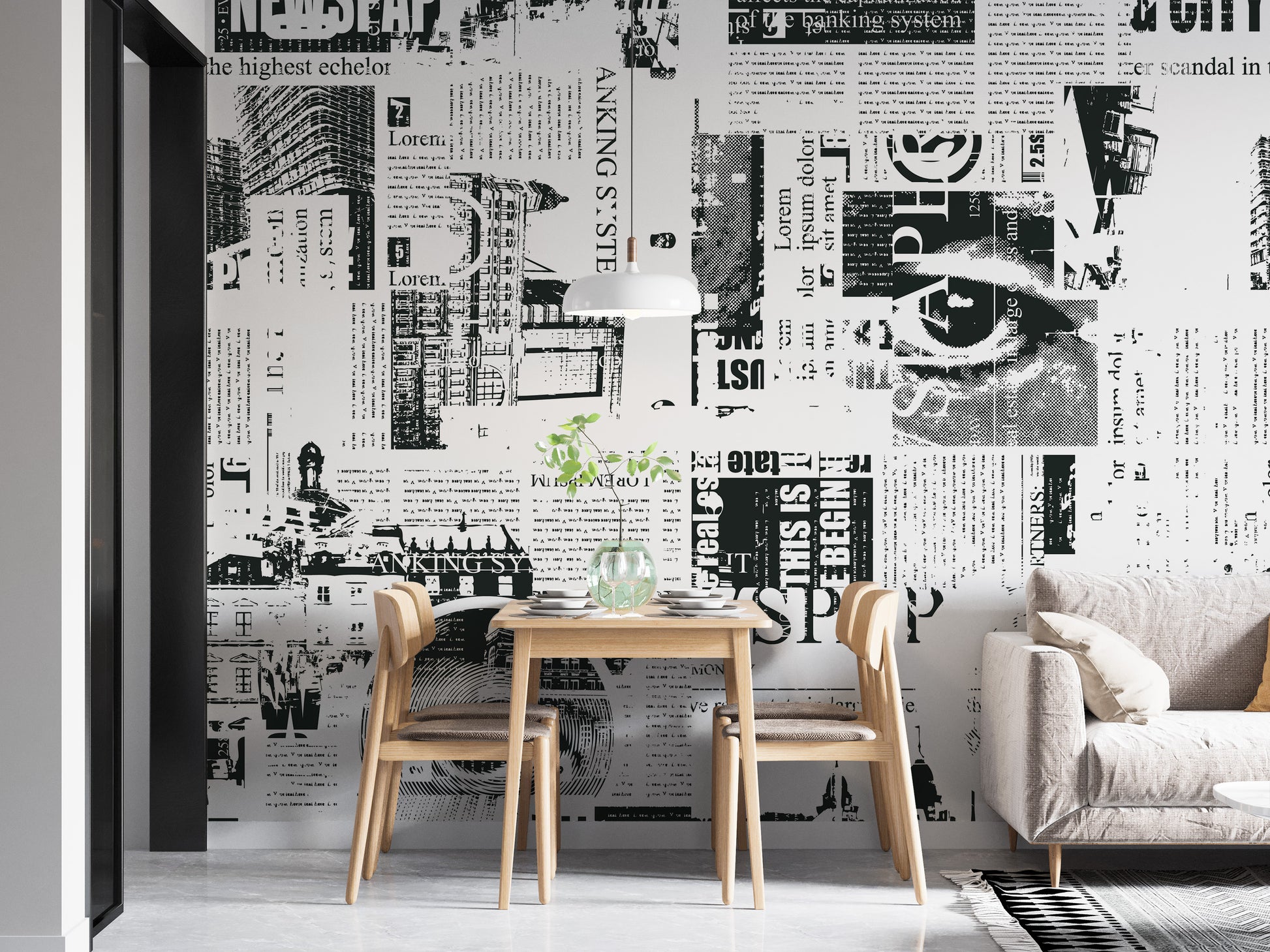 Urban Newsprint Wall Mural - Giffywalls