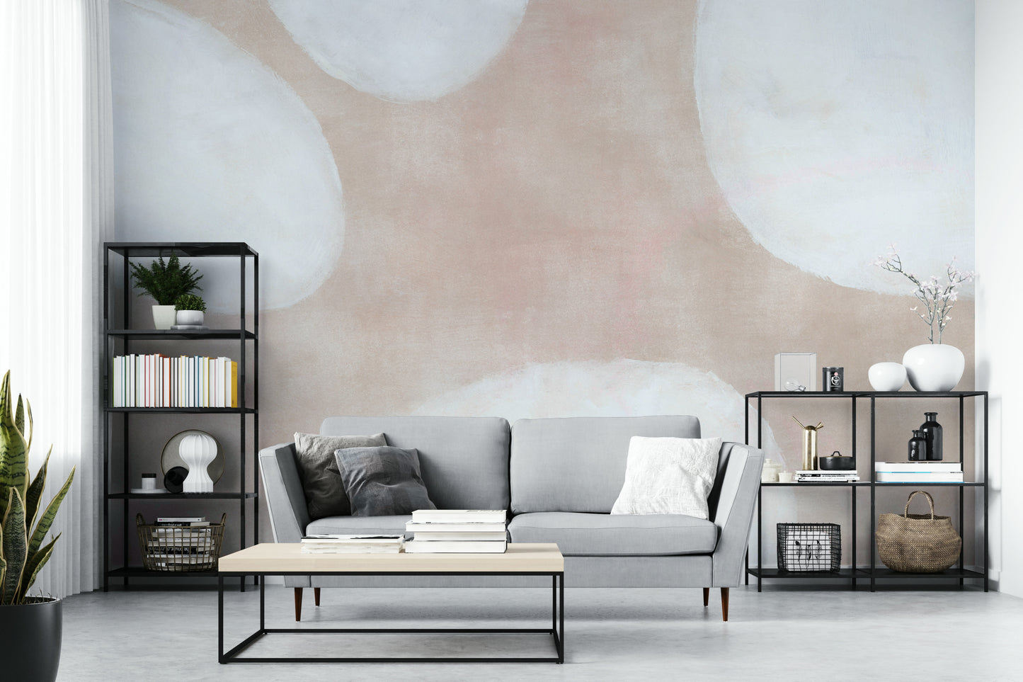 Minimal organic shapes on wallpaper

