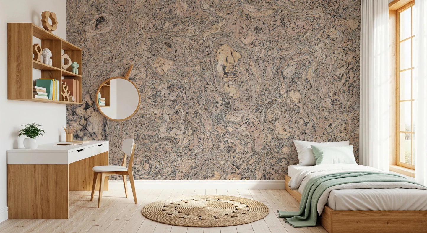 Organic Cork Grain Flow Wall Mural