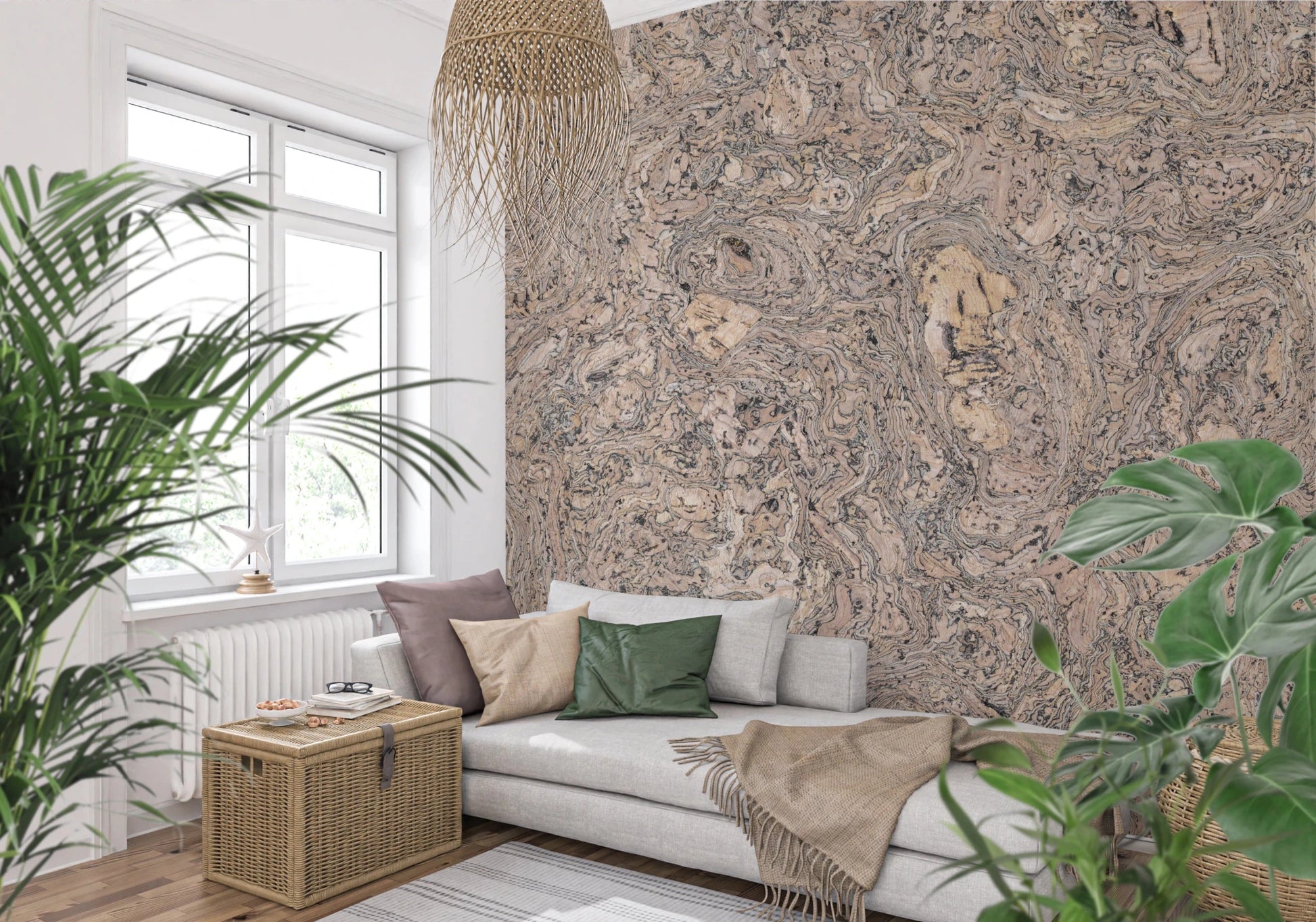 Organic Cork Grain Flow Wall Mural