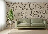 An artistic minimalist form mural for home decor.