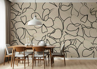 A beautiful modern art wall mural of delicate lines.
