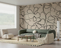 An artistic soft focus mural on minimalist wallpaper.