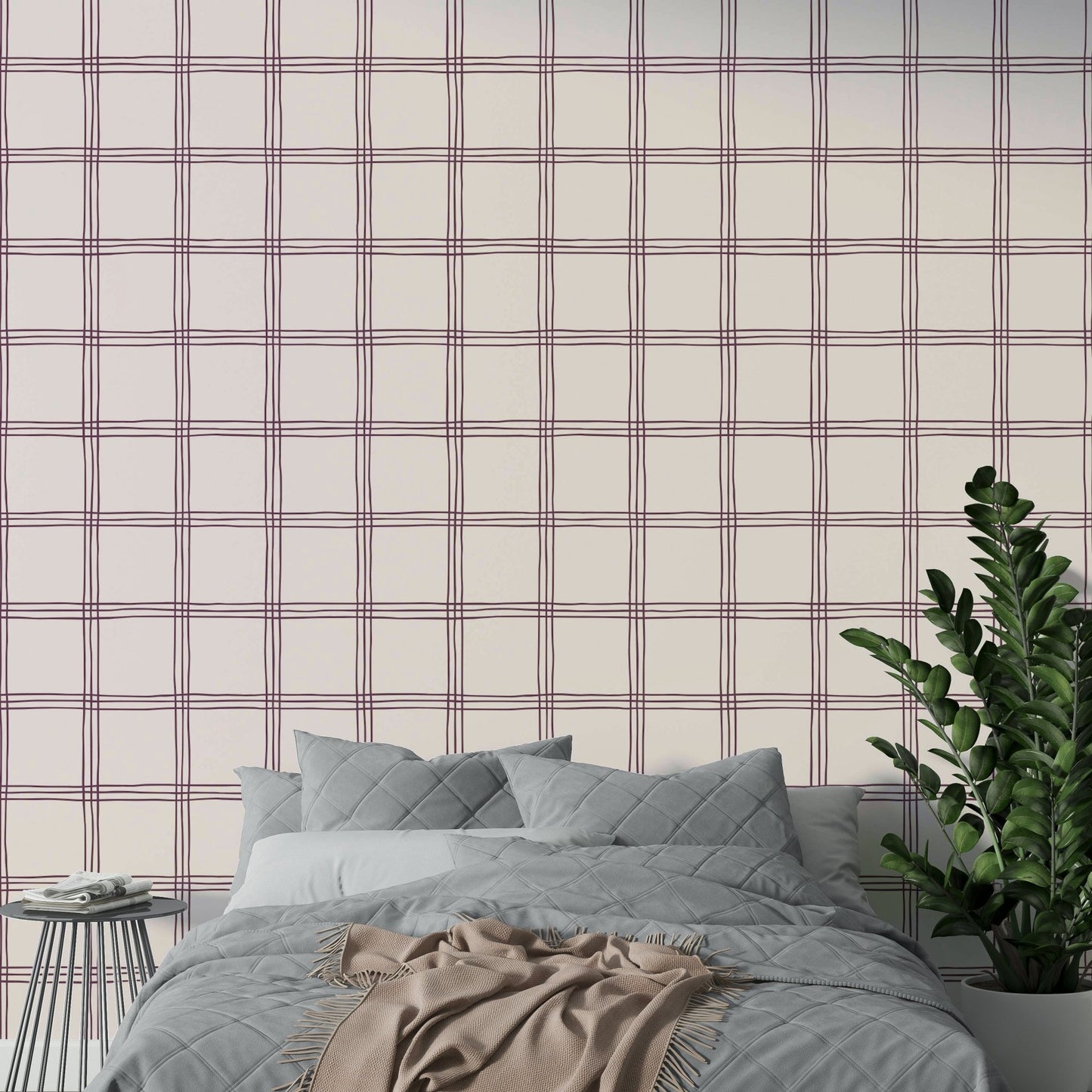 Organic-style wallpaper with gentle squares in neutral tones.

