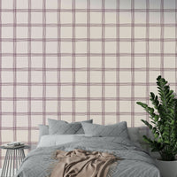 Organic-style wallpaper with gentle squares in neutral tones.

