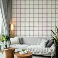 Minimalist wallpaper with natural grid in beige and mauve.

