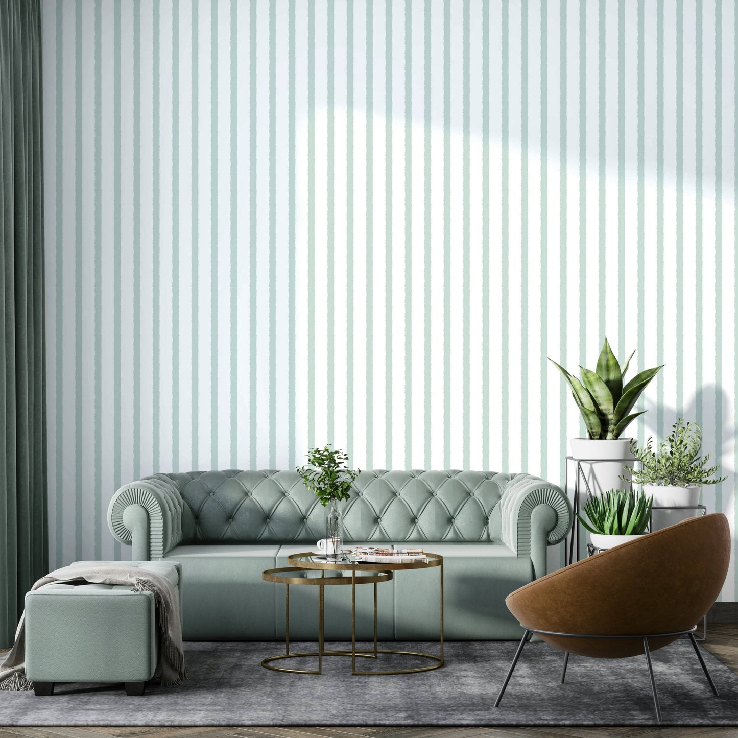 A beautiful modern stripe wall mural for a living room.

