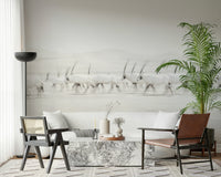 Oryx Silhouette Wall Mural – Desert wildlife mural featuring oryx against soft, muted desert tones.