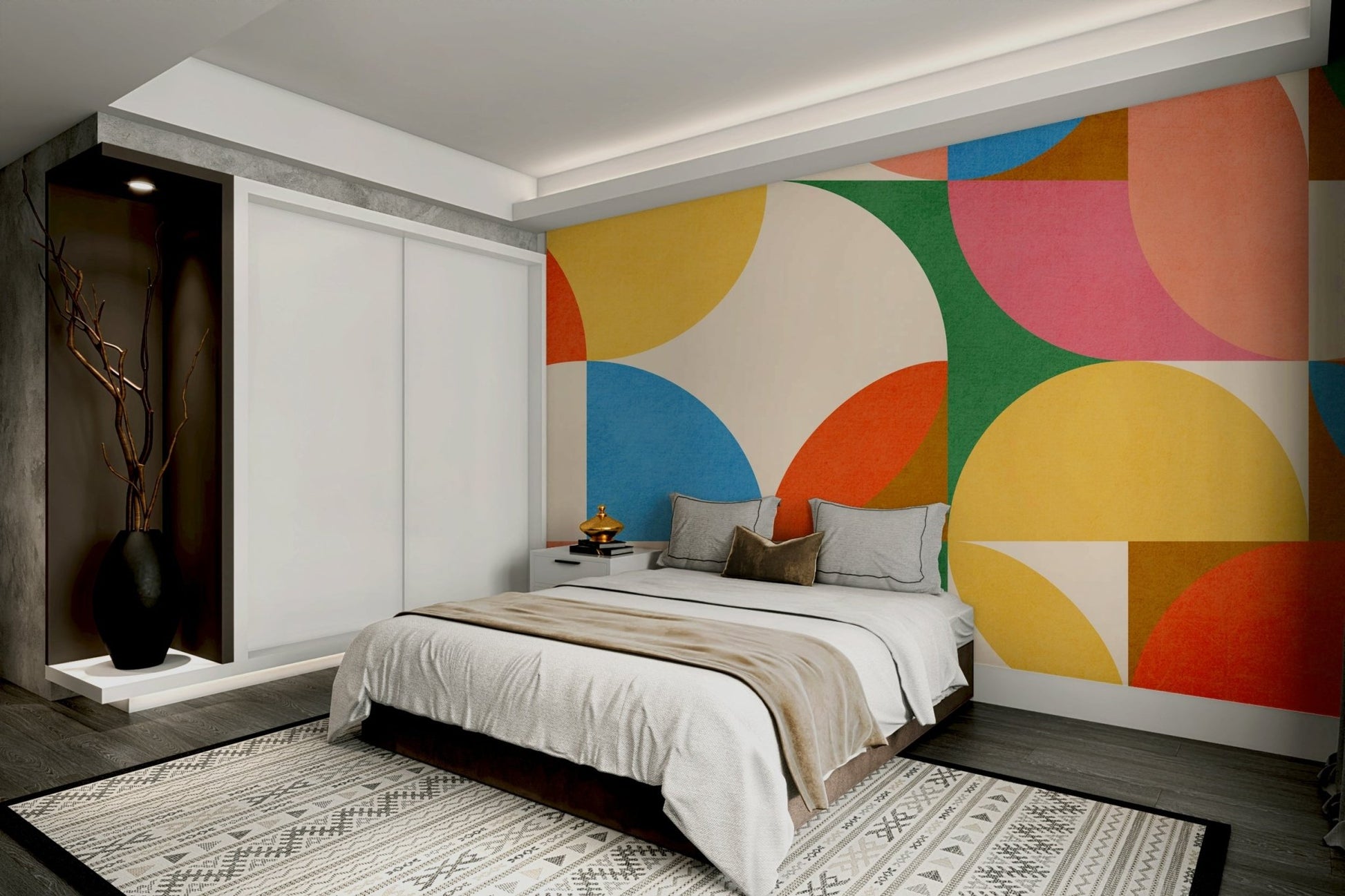 Ideal wallpaper for a living room, office, or dining area.