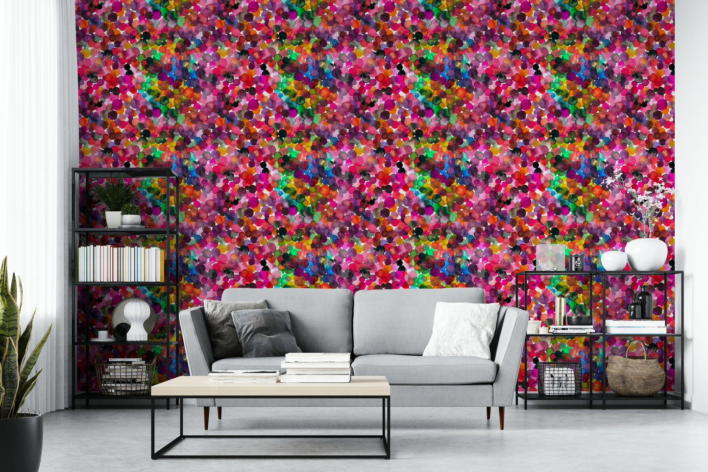 Soft blended watercolor dots wallpaper design

