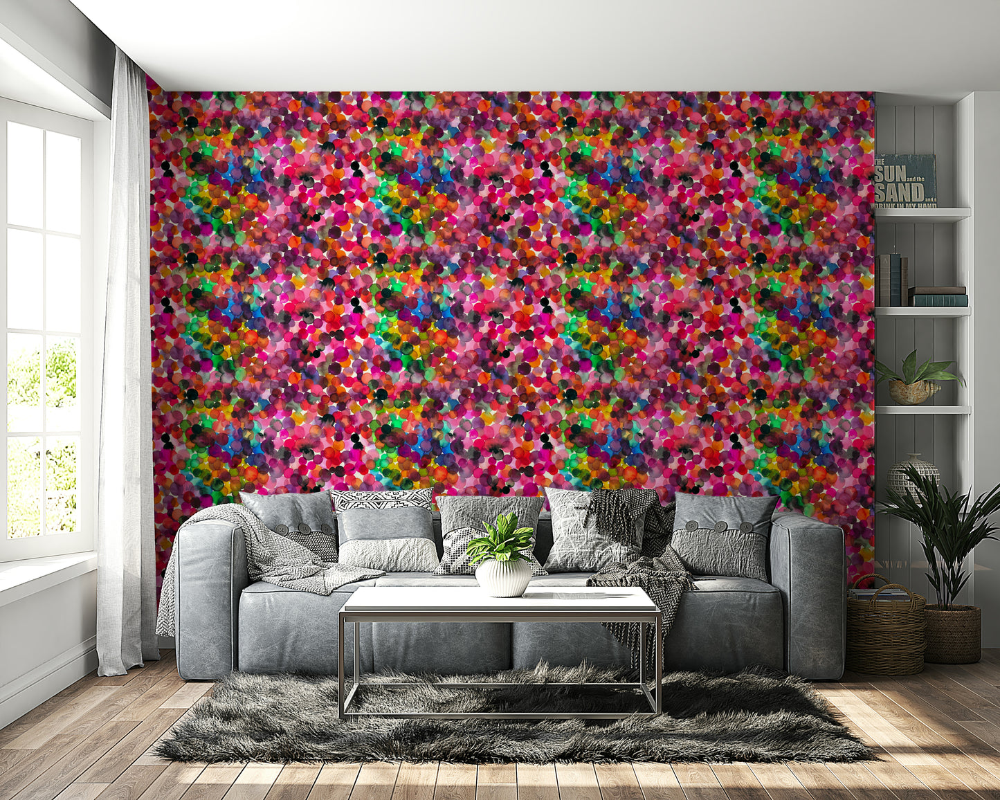 Abstract watercolor dots in soft overlapping design

