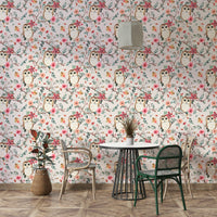Tranquil owl on tree wallpaper with red and green hues

