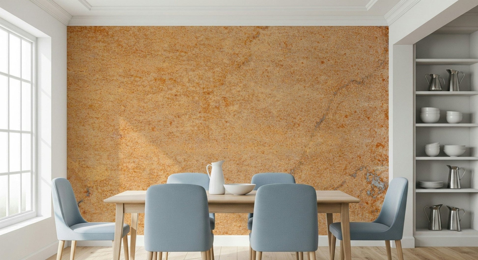 Abstract patina-inspired design with rustic metallic effect, decorative mural
