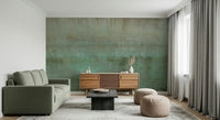 Faded turquoise oxidized wall mural finish