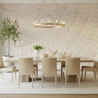 Textured wall mural with subtle shell patterns creating a serene, beachy accent wall.