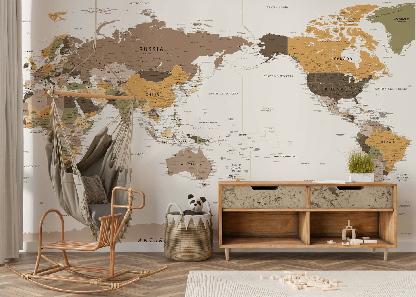 Pacific Centered Travel Map Wall Mural