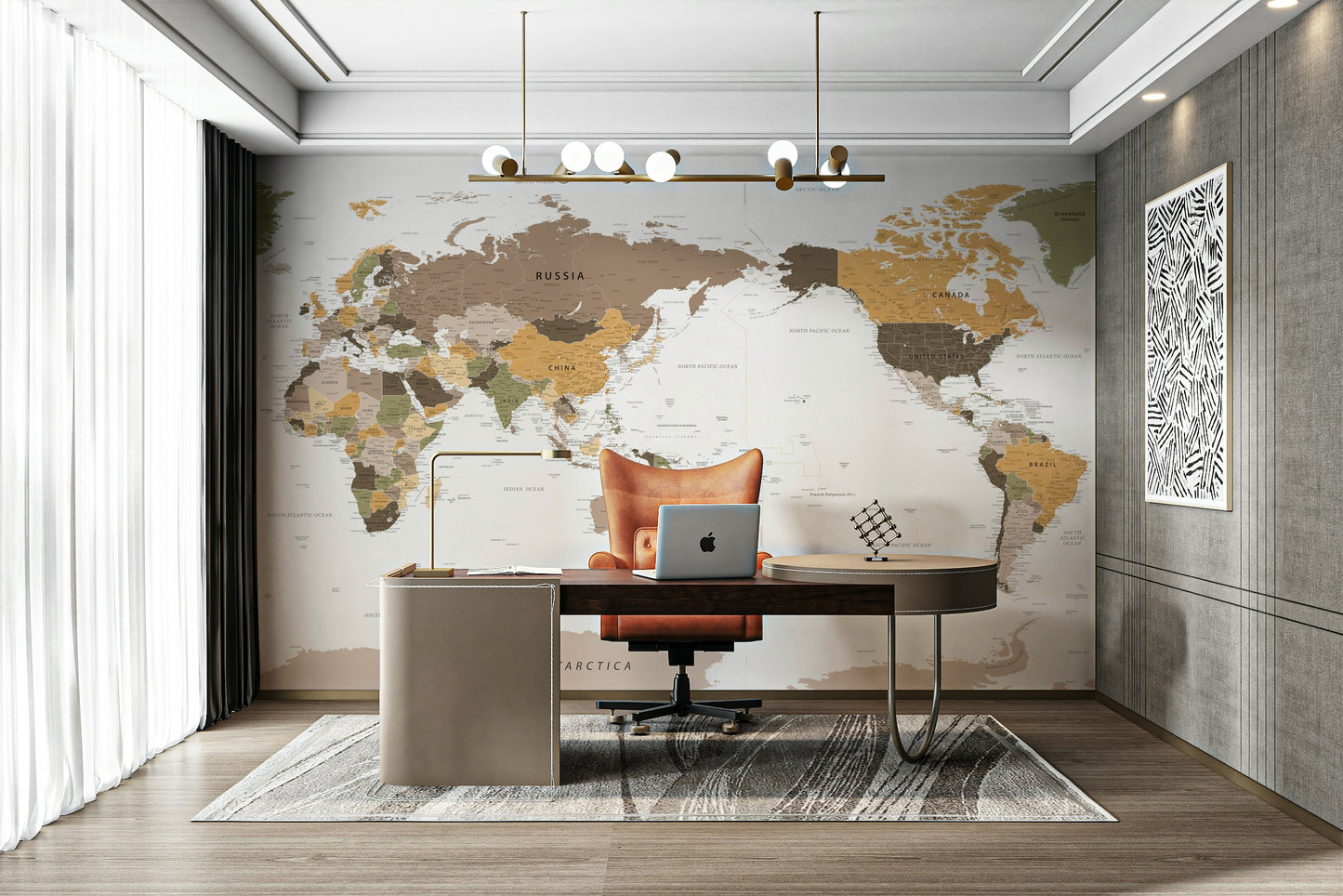 Pacific Centered Travel Map Wall Mural