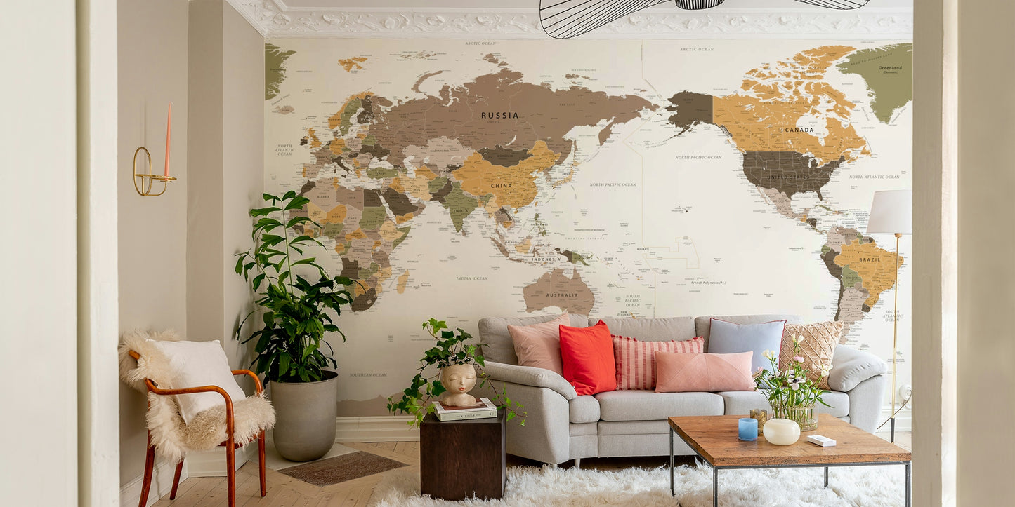 Pacific Centered Travel Map Wall Mural