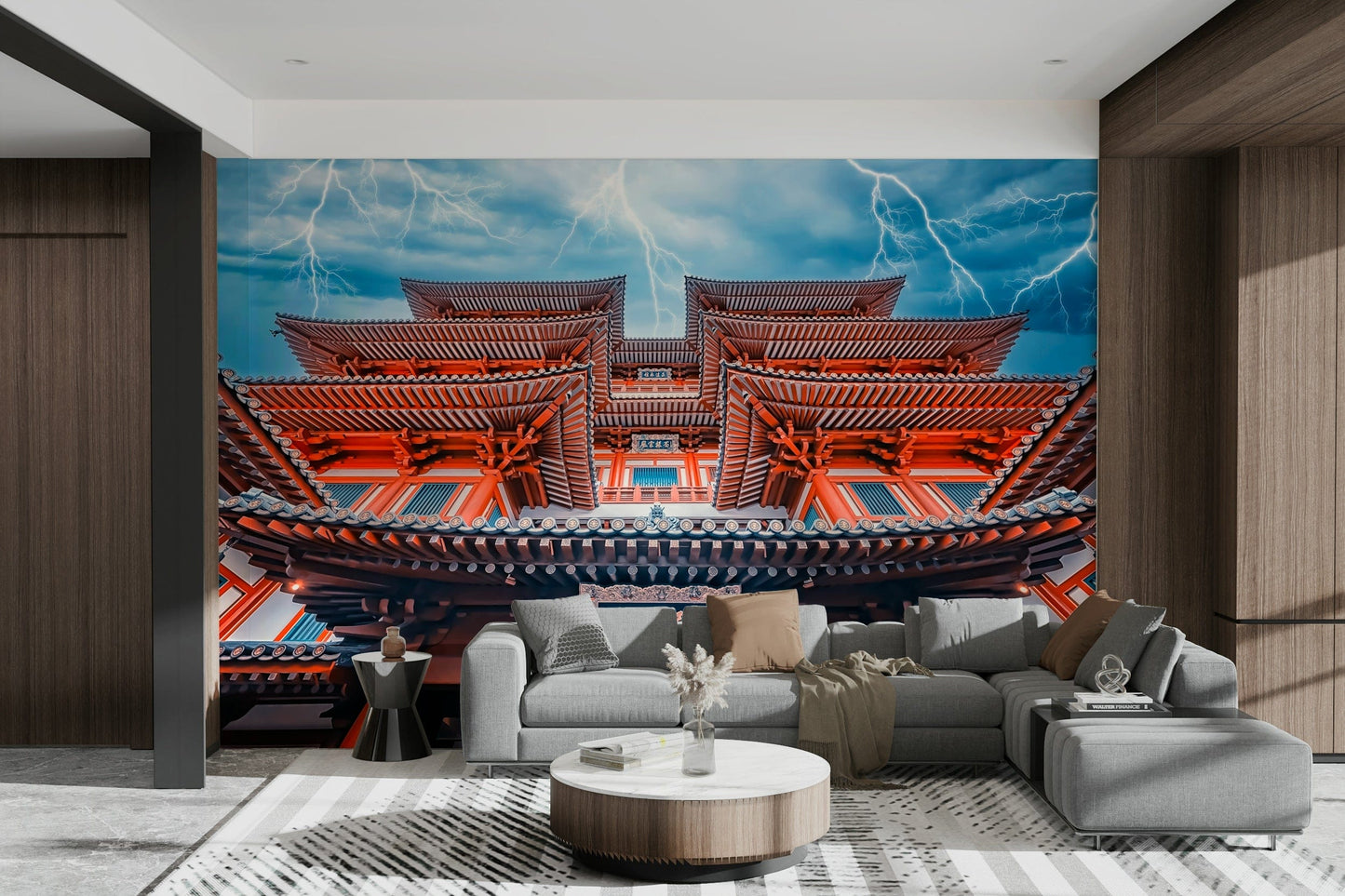 A classic temple structure wallpaper for walls.

