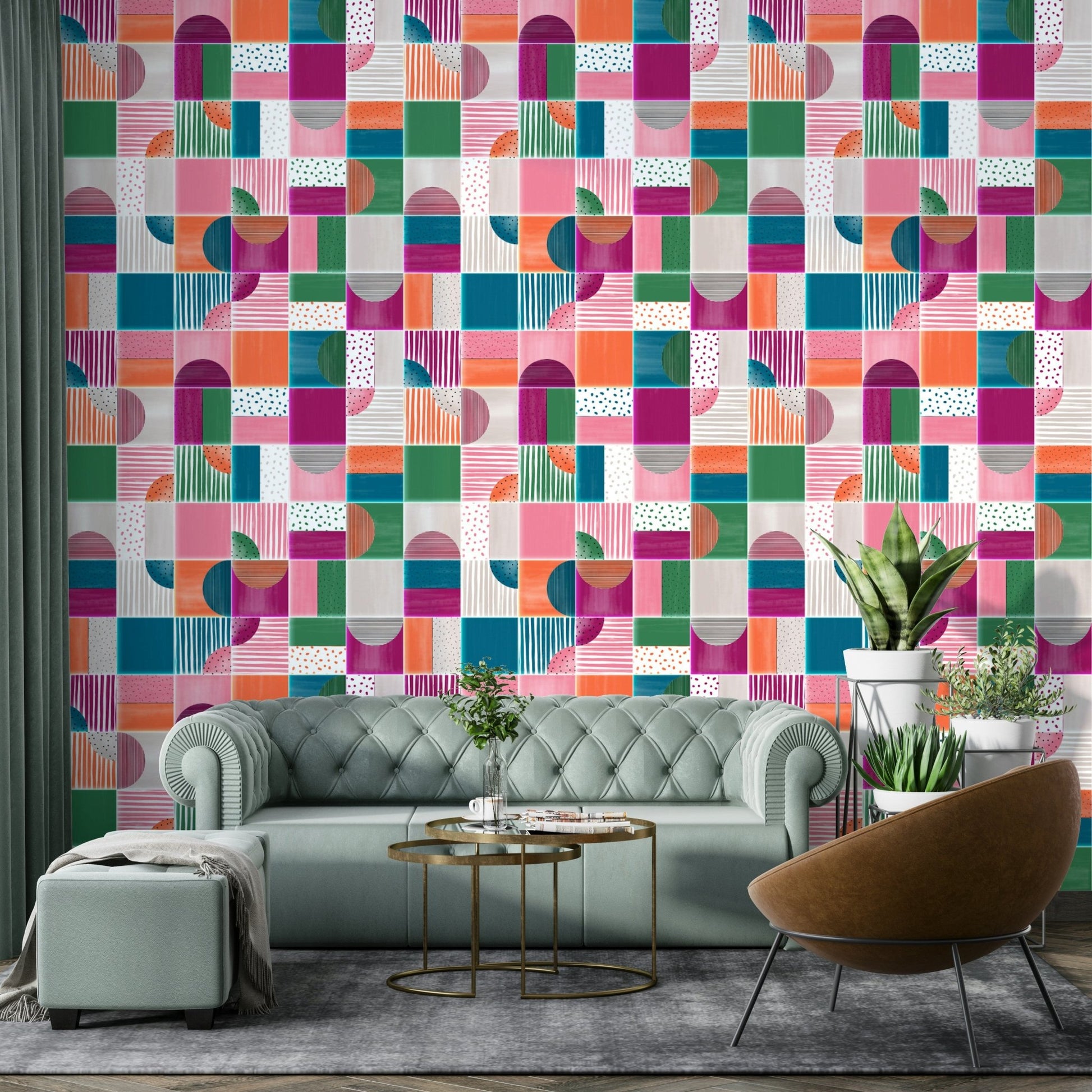 Geometric kids mural wallpaper
