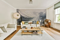 Artistic wall mural with tonal gray texture

