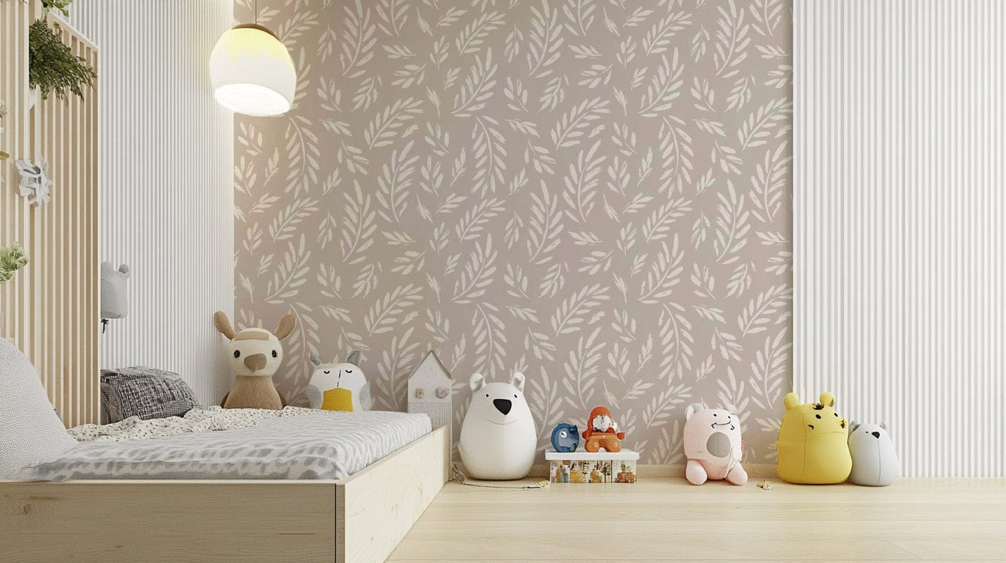 The Painted Twigs Wallpaper in a minimalist room setting.
