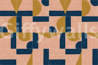 Unique tile pattern mural with hand-painted designs and colors

