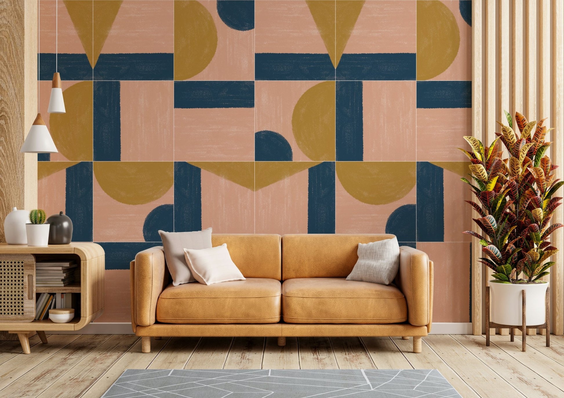 Bold, colorful tile design mural for kitchens and bathrooms

