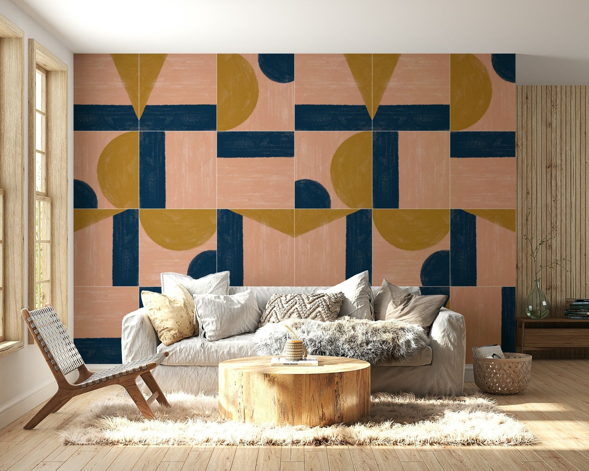 Traditional tile motifs with modern, artistic flair for walls

