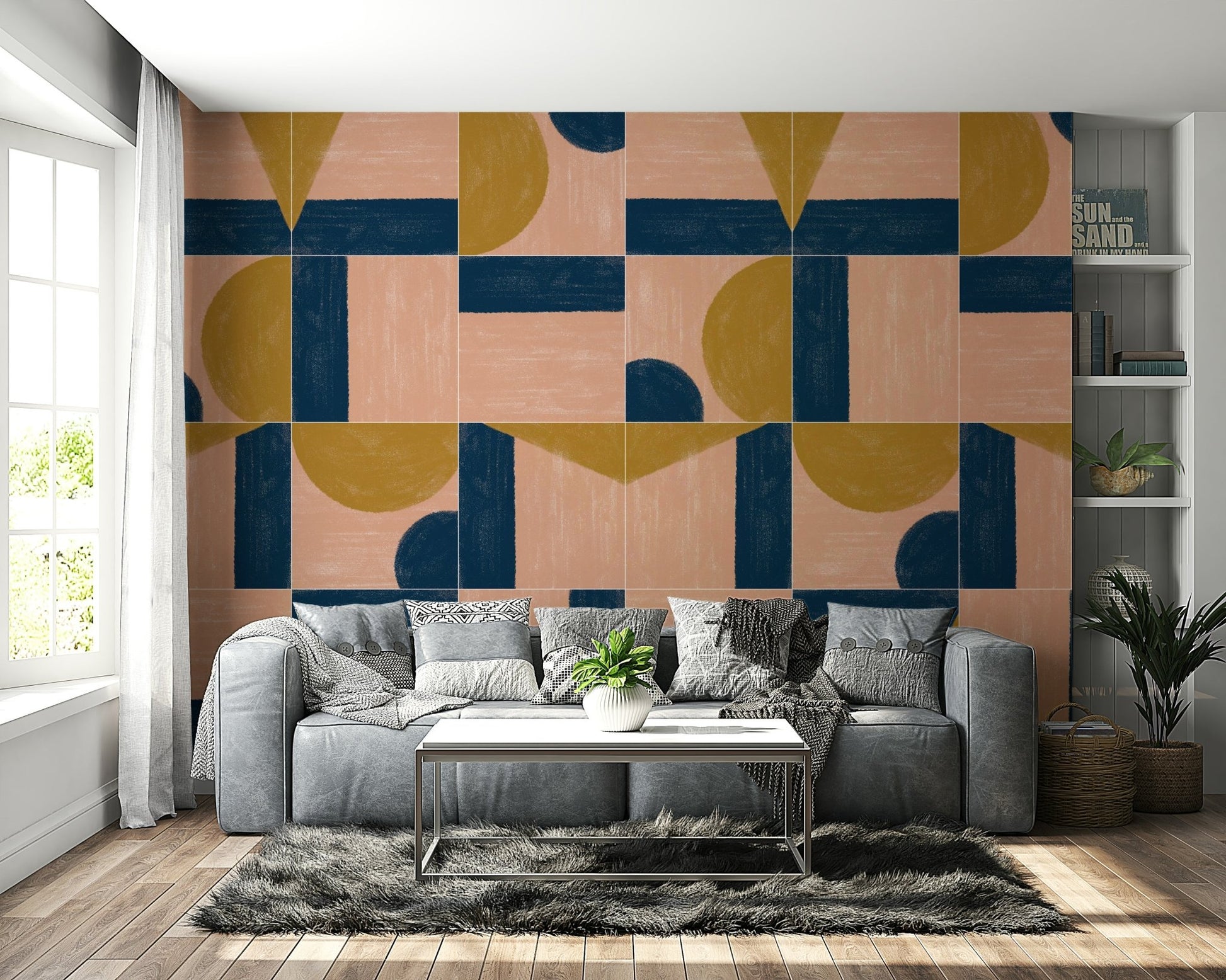 Colorful, hand-painted tile mural transforming your space

