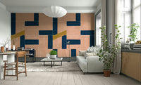 Decorative painted tile mural with bright colors and textures

