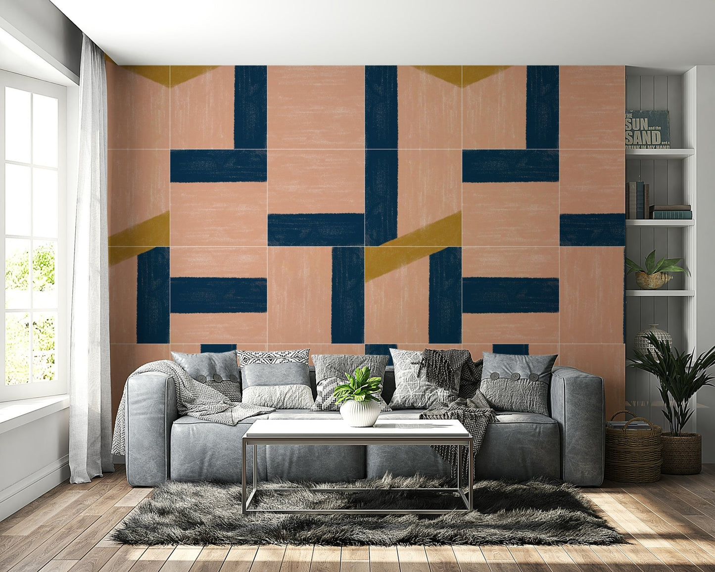 Intricate tile pattern in vibrant colors for feature wall decor

