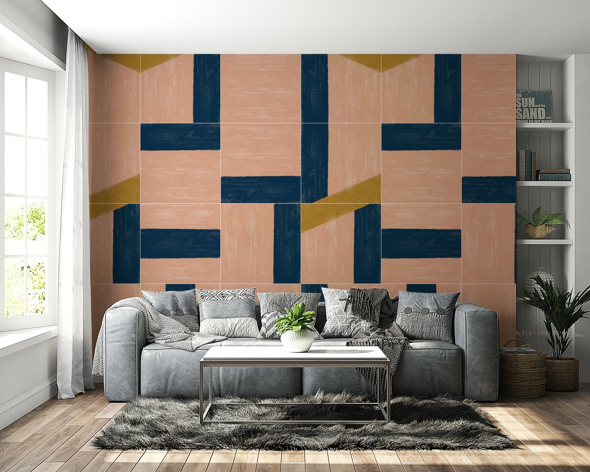 Intricate tile pattern in vibrant colors for feature wall decor

