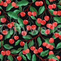 Painterly Cherries Black Wallpaper⁠