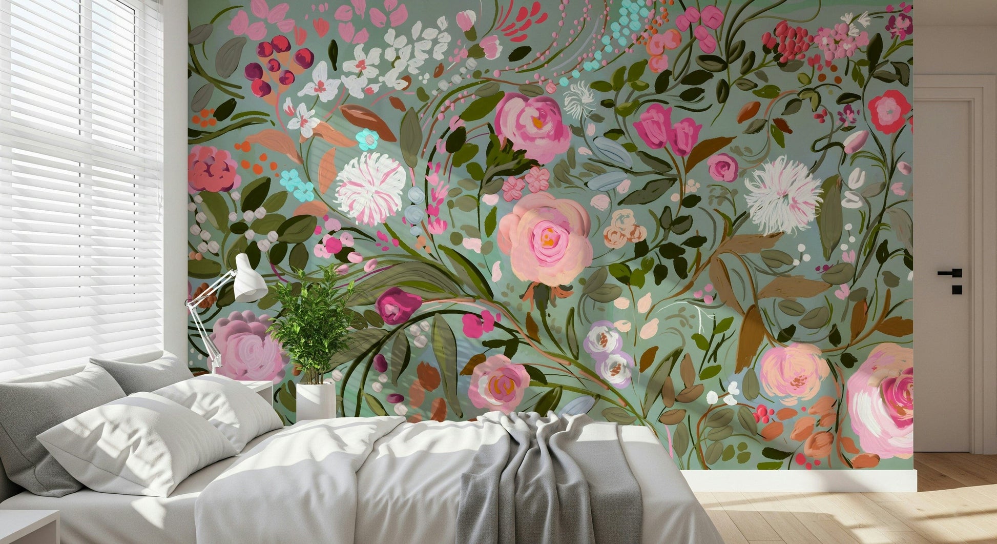 An artistic nature inspired mural for home decor.

