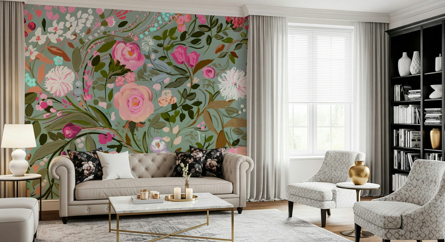 A classic floral wallpaper for walls.

