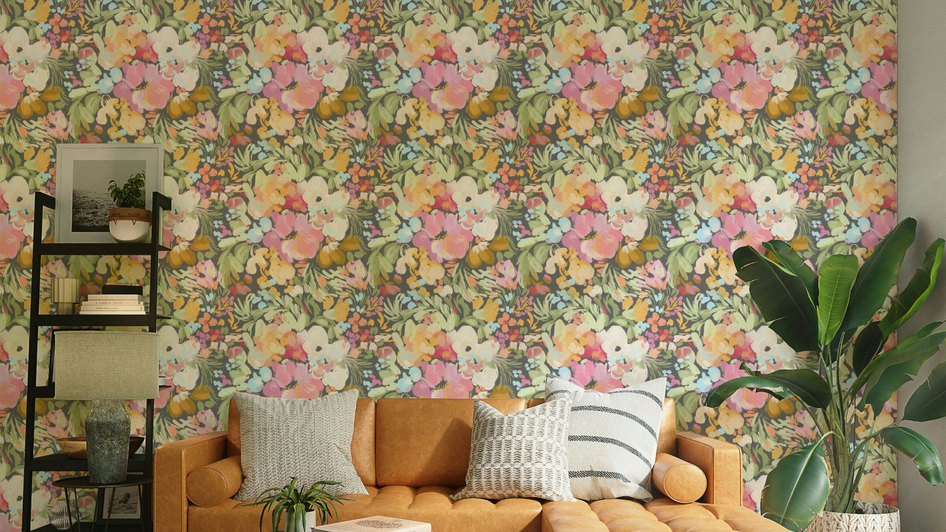 Spring Painterly Florals feature wallpaper