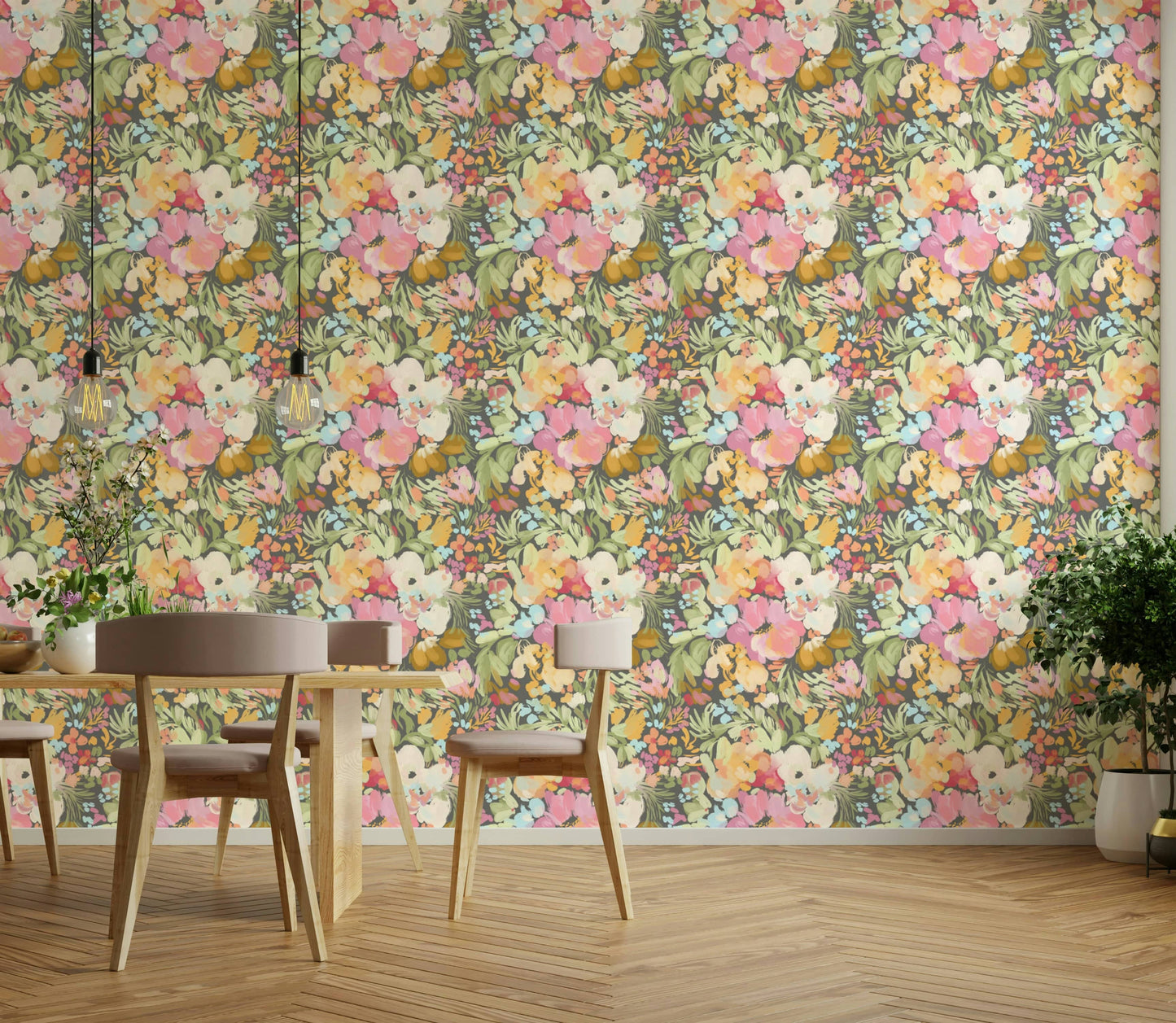 Spring Painterly Florals mural.
