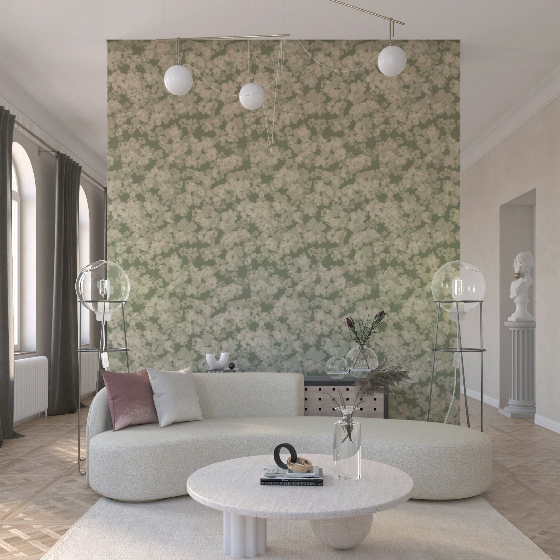 Textured brushstroke look featured in Painterly Soft Blossom Wallpaper print.