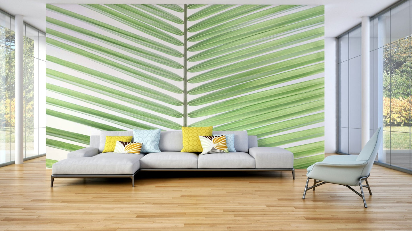 Botanical leaf pattern wallpaper with fronds

