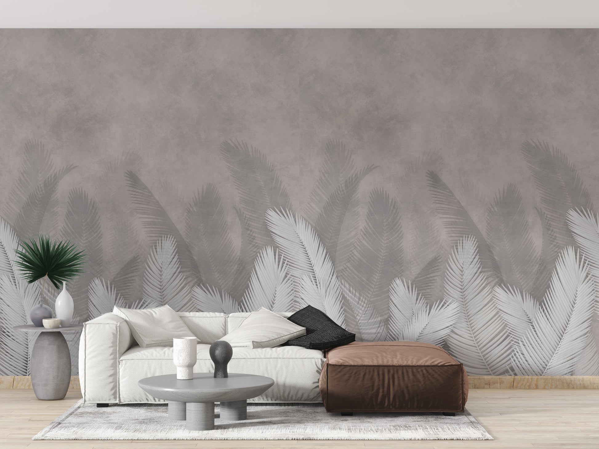 Palm leaves with gray color wallpaper - Giffywalls