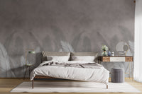 Elegant palm leaves with gray wallpaper