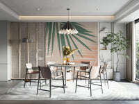 Green palm leaves wall mural for fresh room décor

